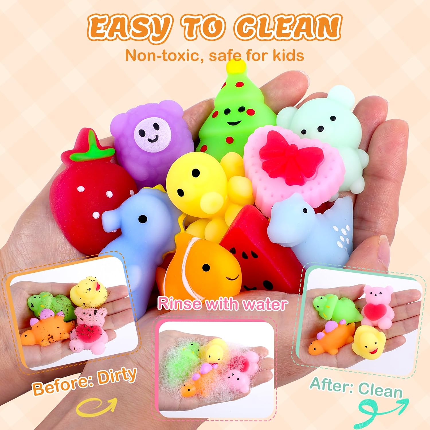 VISCOO 40 Pack Easter Basket Stuffers, Squishy Toys, Mochi Squishy Party Favors for Kids,Kawaii Squishies,Treasure Box Toys for Classroom Prizes, Easter Basket Gifts Goodie Bags Fillers Birthday Gift
