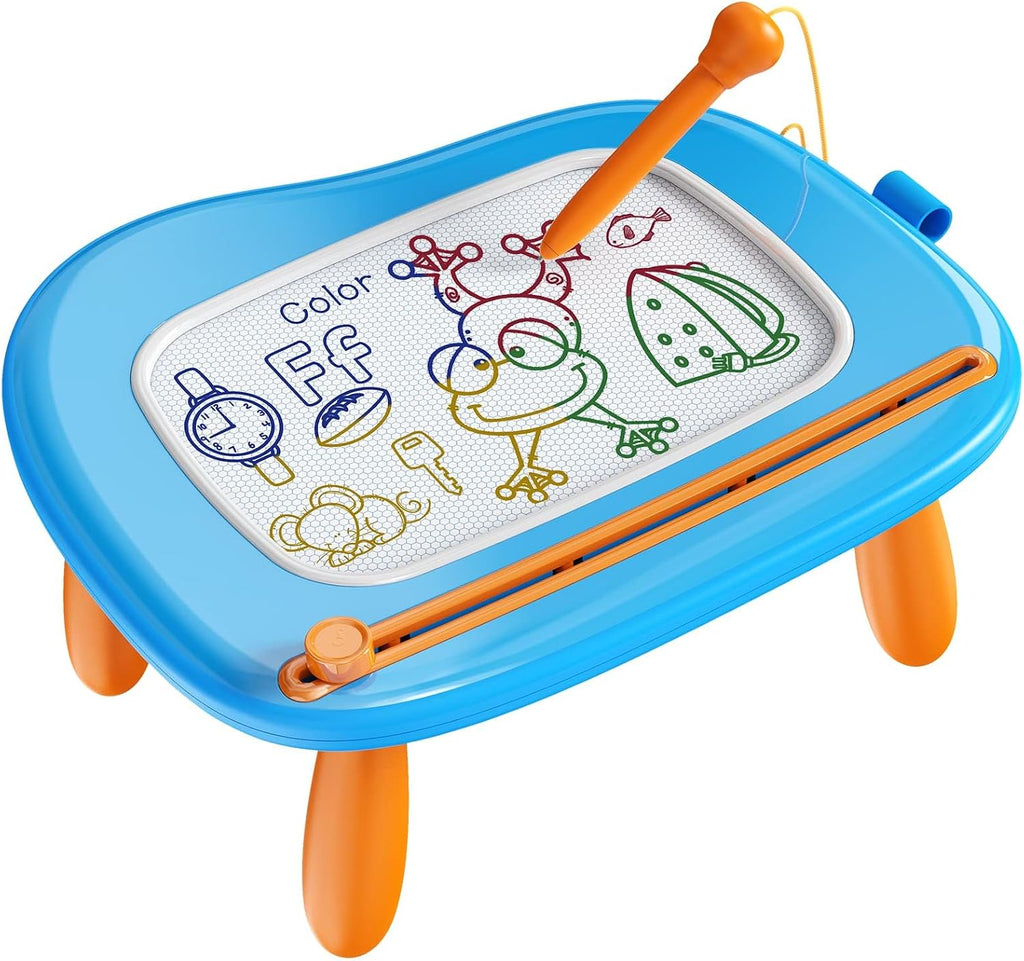 bravokids Magnetic Drawing Board for Kids with Sturdy Legs, Color Erasable Doodle Writing Pad for Toddler Boy Girls, Educational Preschool Learning Toys for 1 2 3 3 4 Years Old Birthday Gifts (Blue)