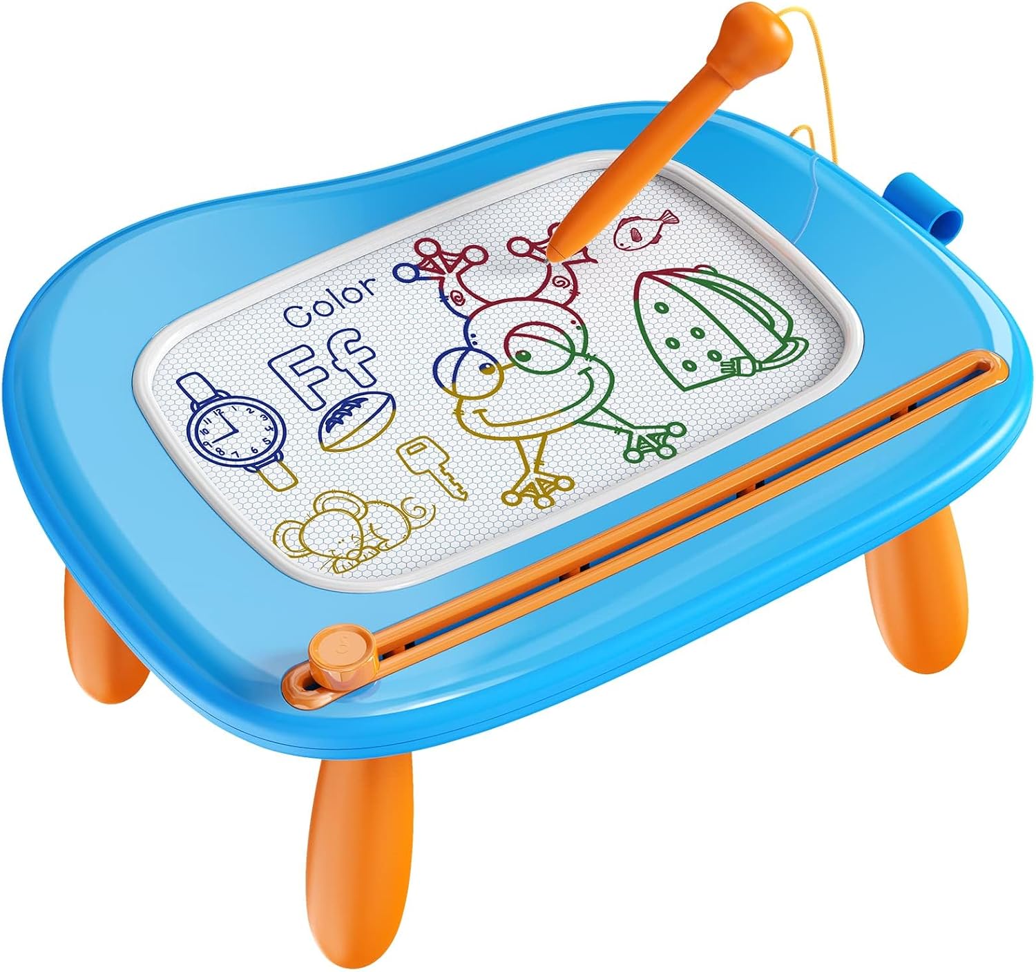 bravokids Magnetic Drawing Board for Kids with Sturdy Legs, Color Erasable Doodle Writing Pad for Toddler Boy Girls, Educational Preschool Learning Toys for 1 2 3 3 4 Years Old Birthday Gifts (Blue)