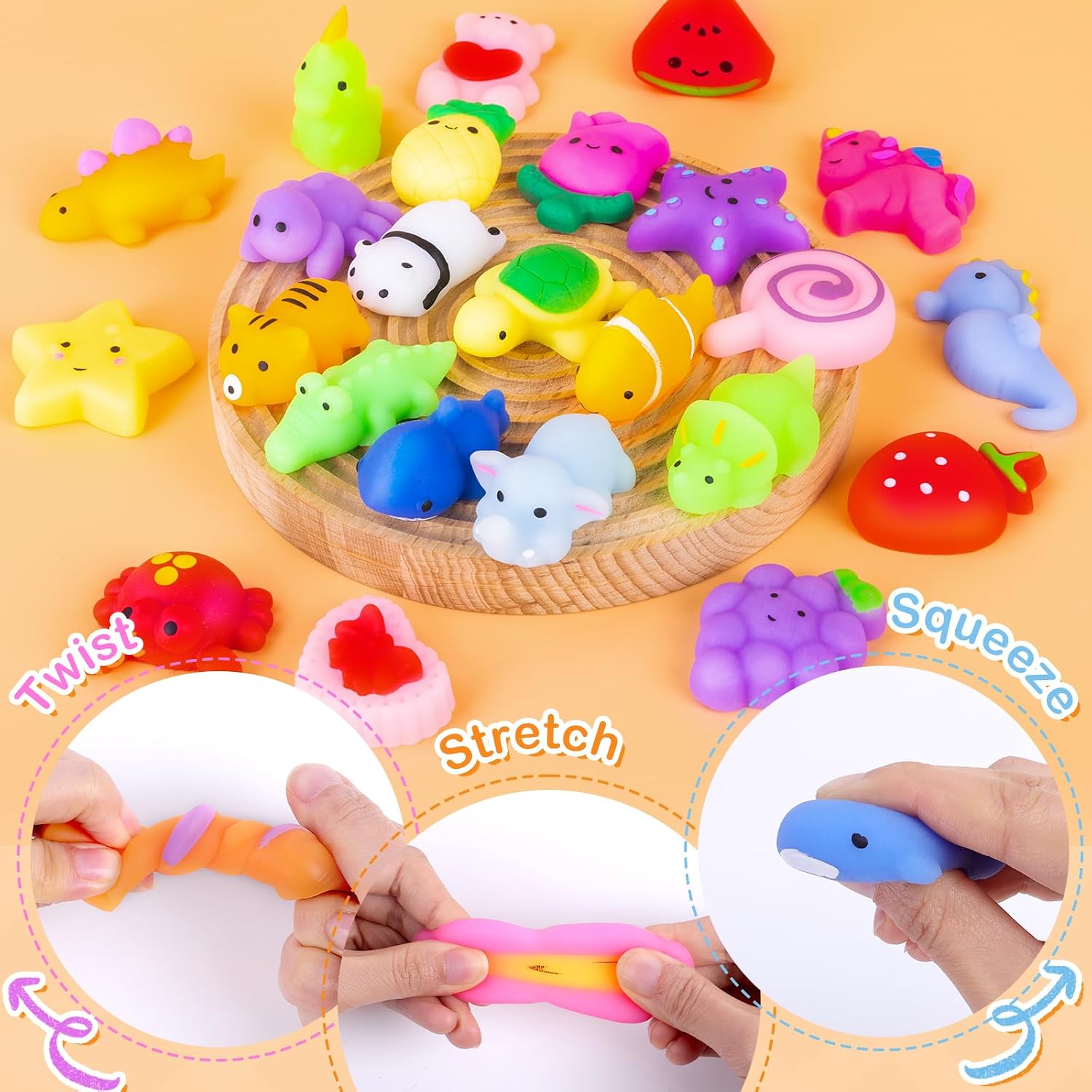 VISCOO 40 Pack Easter Basket Stuffers, Squishy Toys, Mochi Squishy Party Favors for Kids,Kawaii Squishies,Treasure Box Toys for Classroom Prizes, Easter Basket Gifts Goodie Bags Fillers Birthday Gift