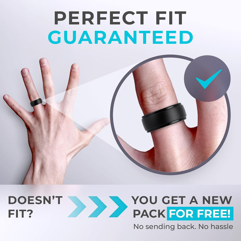 ThunderFit Men's Silicone Rings 10mm Wide 2.5mm Thick Rubber Bands, Breathable, Variety Multipack 1-10